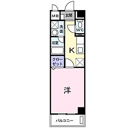 K・ブローテ・柏の葉A 1Kの間取図画像