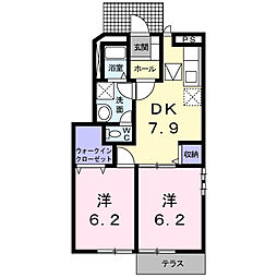 グリーンハイツ小杉 1階2DKの間取り