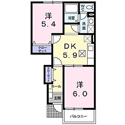 プライムアオヤマ 2DKの間取図画像