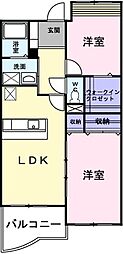 ブローテ 1階2LDKの間取り