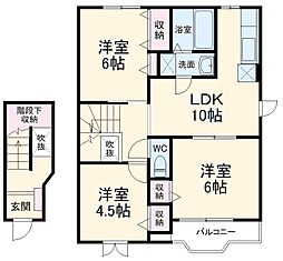 プリムヴェールII 2階3LDKの間取り