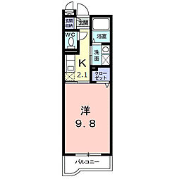 アームズ百合丘 1Kの間取図画像