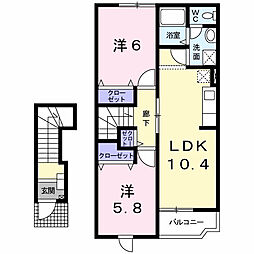 名鉄常滑線 太田川駅 徒歩33分の賃貸アパート 2階2LDKの間取り
