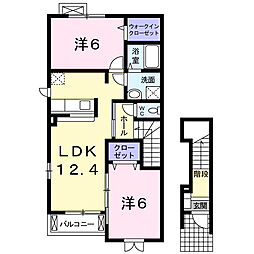 サニープラシードC 2LDKの間取図画像