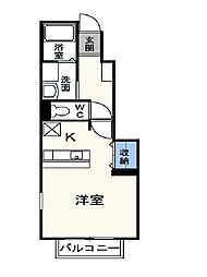 サニーヴィラ 1階ワンルームの間取り