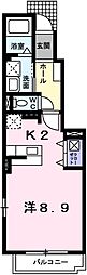 スウィート・コートA ワンルームの間取図画像