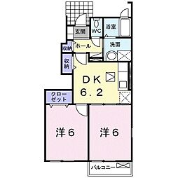 フィオーレS 2DKの間取図画像
