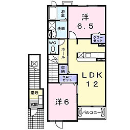 ドルチェ 2階2LDKの間取り