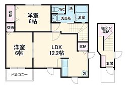 エレガンシアI 2階2LDKの間取り