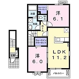 アリエーテB 2LDKの間取図画像
