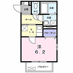 モデルノ・カーサ 1Kの間取図画像