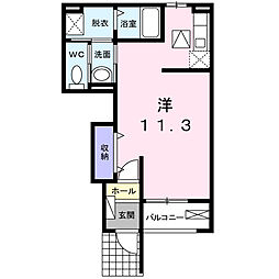 Aバース ワンルームの間取図画像