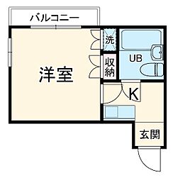 ウインビュ川崎 4階1Kの間取り