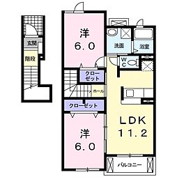 プレスティージュ・スッド 2LDKの間取図画像