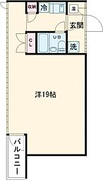 小田急小田原線 狛江駅 徒歩10分の賃貸マンション 3階ワンルームの間取り