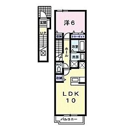 フローラ北館B 1LDKの間取図画像