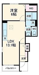 ヴィラ　サンライズ　ドリームIII 1階1LDKの間取り