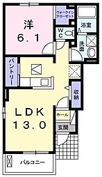 ヴィラ・ソリアードC 1LDKの間取図画像