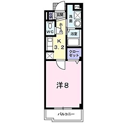 京阪本線 石清水八幡宮駅 徒歩5分の賃貸マンション 2階1Kの間取り