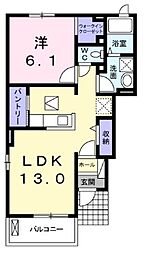 ヴィラ・ステージ・ラン 1階1LDKの間取り