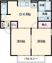 メゾンド21 1階2DKの間取り