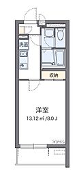 クレイノリヴェール 3階1Kの間取り