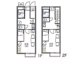 レオパレスシンフォニー 2階1Kの間取り