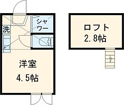 西武池袋線 練馬駅 徒歩9分の賃貸アパート 2階ワンルームの間取り