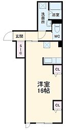 モアナコート南流山 2階ワンルームの間取り