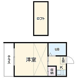 フローラ塩釜口 1Kの間取図画像