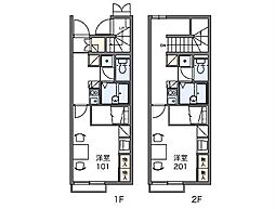 レオパレスゴールドモーニング 1Kの間取図画像