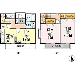 リバティー小林　ＡＢ 1階3DKの間取り