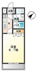 グランティス 1階1Kの間取り