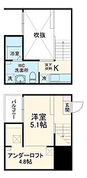 名古屋市営鶴舞線 庄内緑地公園駅 徒歩9分の賃貸アパート 1階ワンルームの間取り