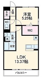 シトラスコート 1階1LDKの間取り