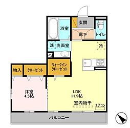ルミエール 2階1LDKの間取り