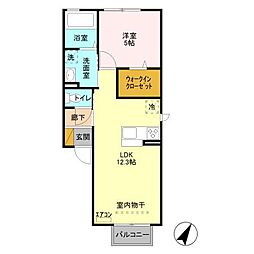 ベアー　フルーツ 2階1LDKの間取り