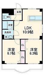 ケー・ユーレジデンス 2LDKの間取図画像