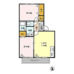 ストークヴィラ　Ａ 1階2LDKの間取り