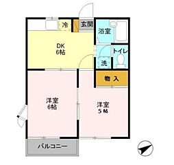 コーポフロンティア1 2DKの間取図画像