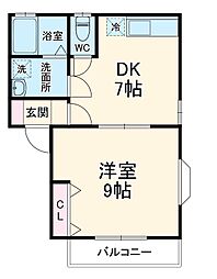 鈴蘭荘　6号棟 1階1DKの間取り