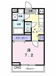 ココ　アムール 2階1Kの間取り