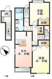 CherryHills 2DKの間取図画像