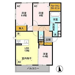 villa patio 2階3LDKの間取り