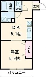 Feliz岸和田 1DKの間取図画像