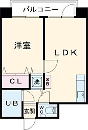グランドハイツ氷川台 3階1LDKの間取り