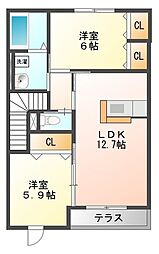 ティアラ 2LDKの間取図画像