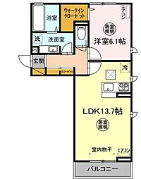 エースコート　II 1階1LDKの間取り