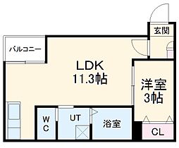 Warren shimokomeno III 3階1LDKの間取り