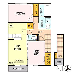 ソナ・ヴェルデ 2階2LDKの間取り